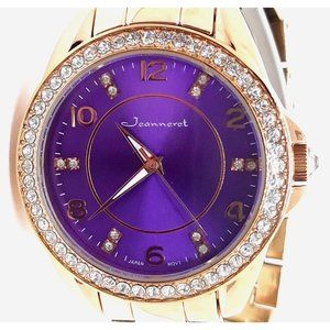 Jeanneret #2003 Womens Rosetta Wristwatch Swarovski Crystal - Purple Dial